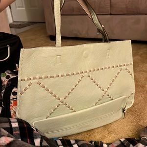 Reversible light blue and grey purse